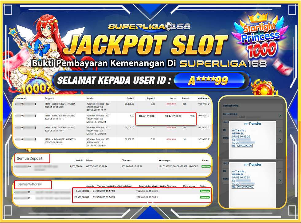 SUPERLIGA168 JACKPOT STARLIGHT PRINCESS 1000 Rp.22,000,000